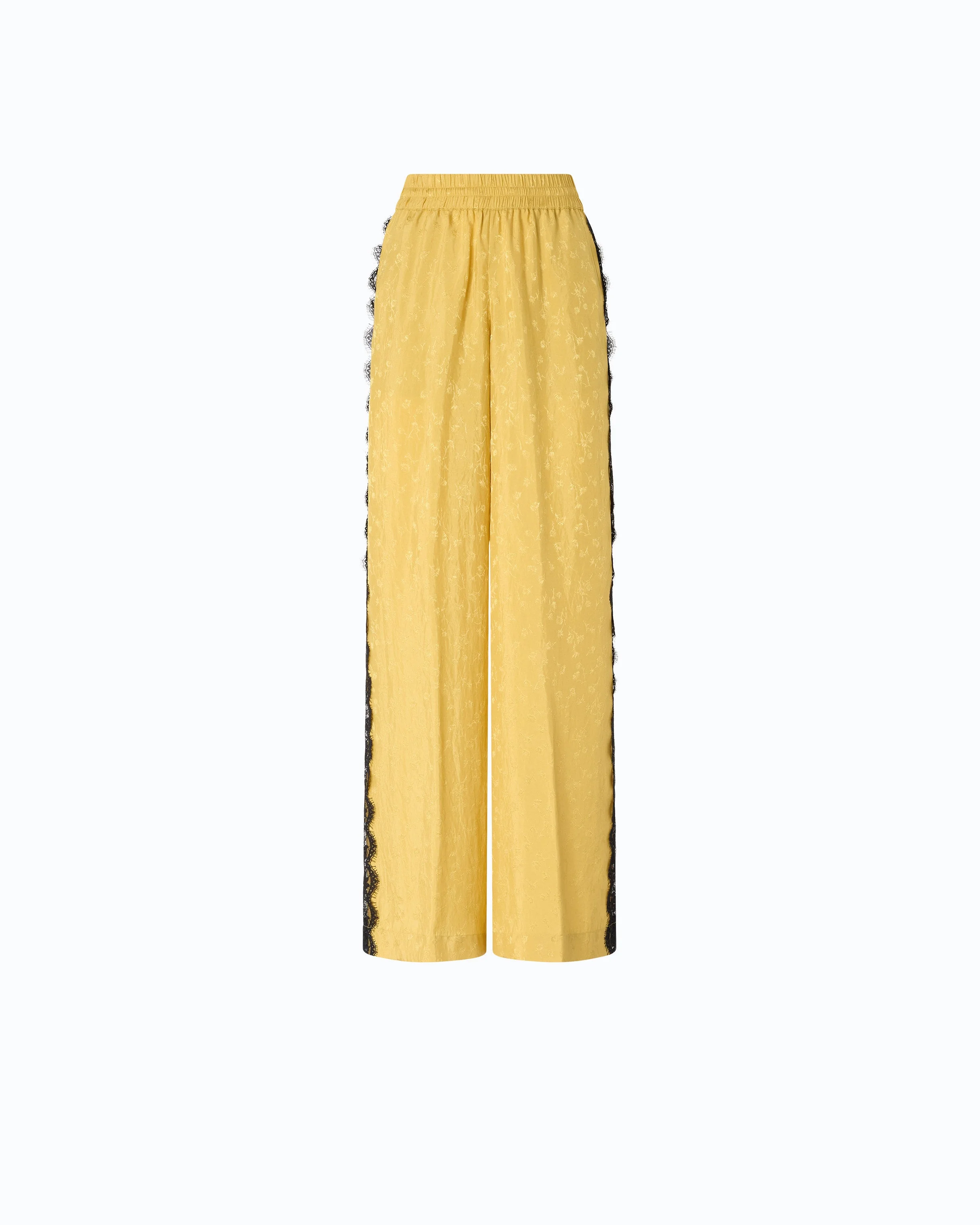 PALAZZO TROUSERS WITH FLORAL MOTIF AND LACE TRIM - 1