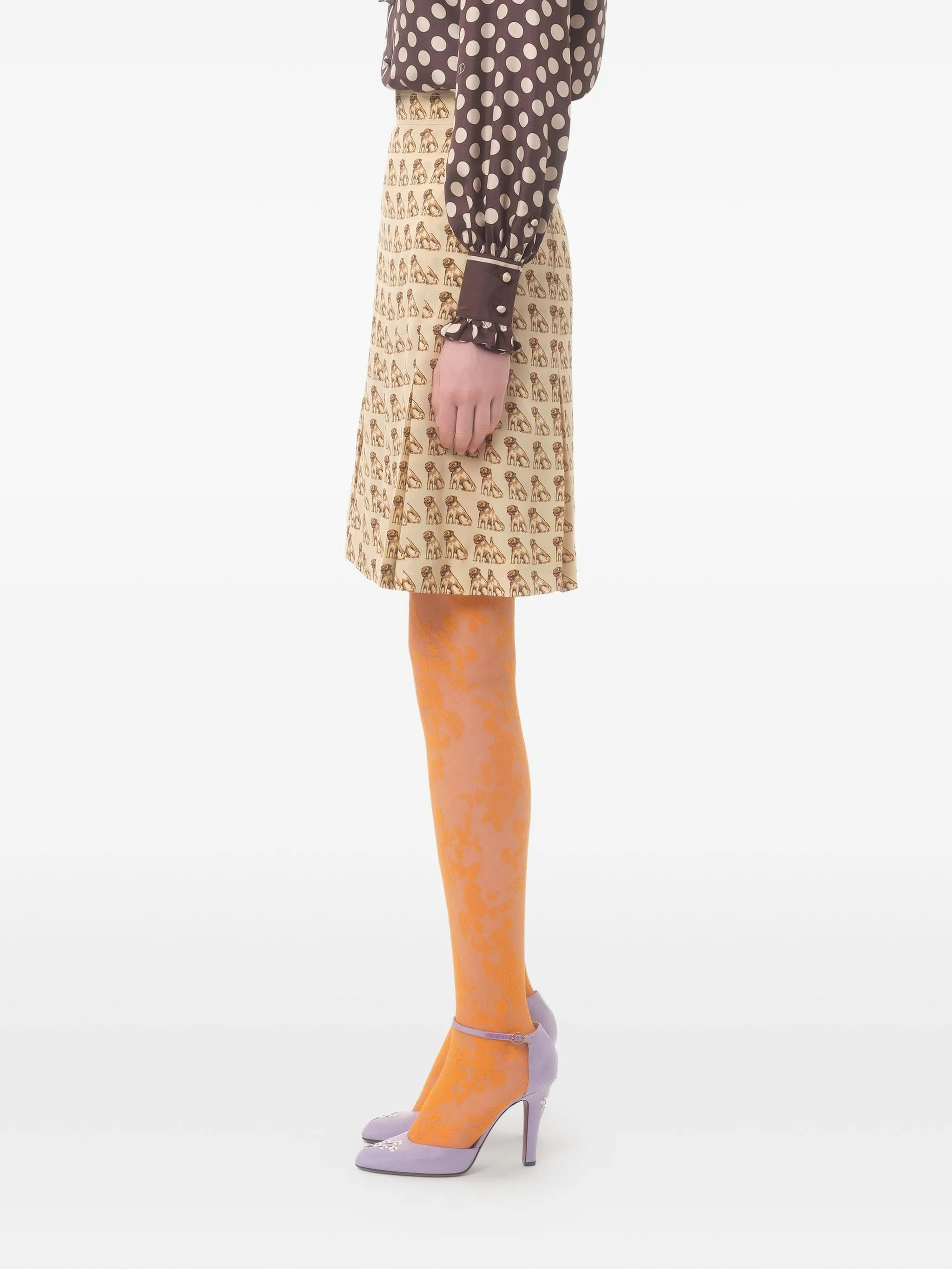 pleated dog-print mini skirt - 4