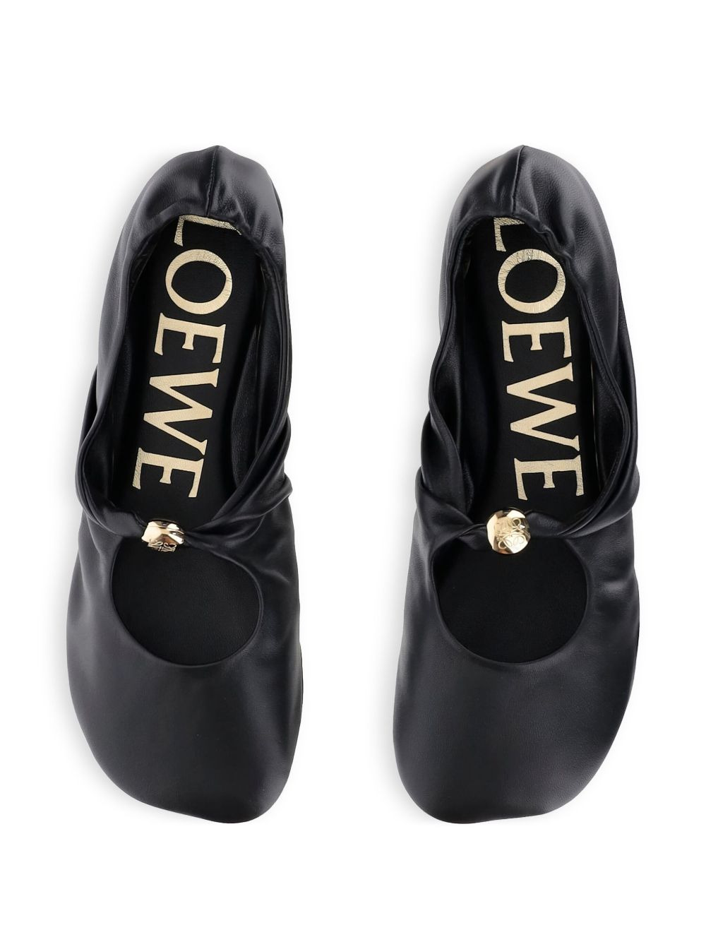 gathered leather ballet flats - 4