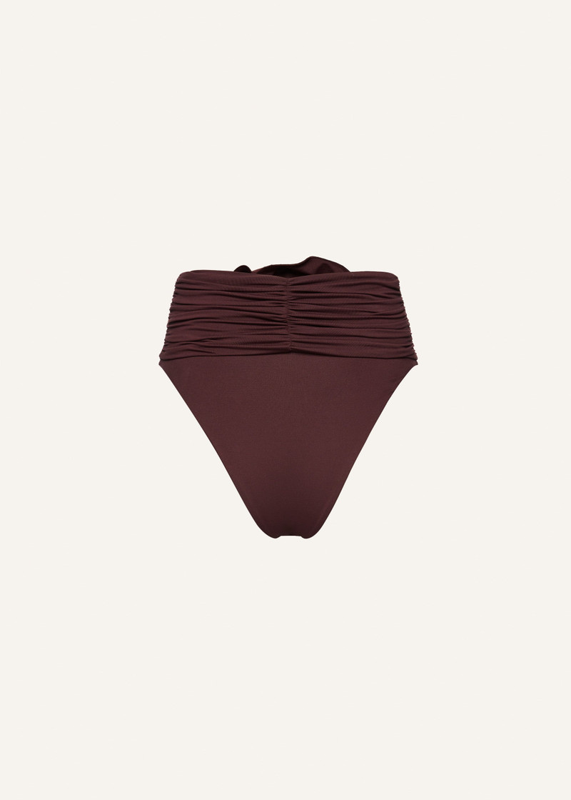 MAGDA BUTRYM High-waisted floral appliqué swim bottom in brown outlook