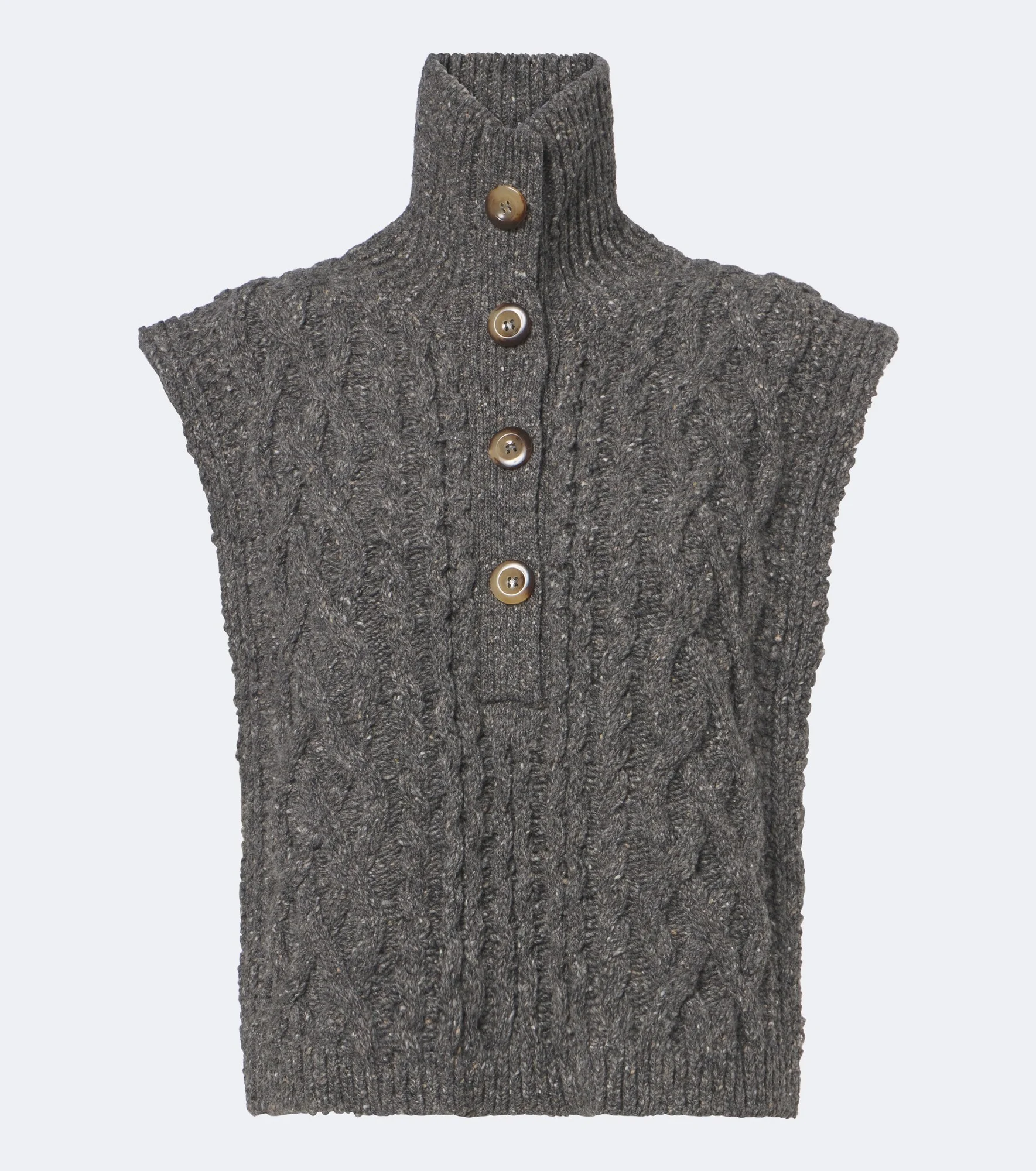 Cable knit wool-blend sweater vest - 1