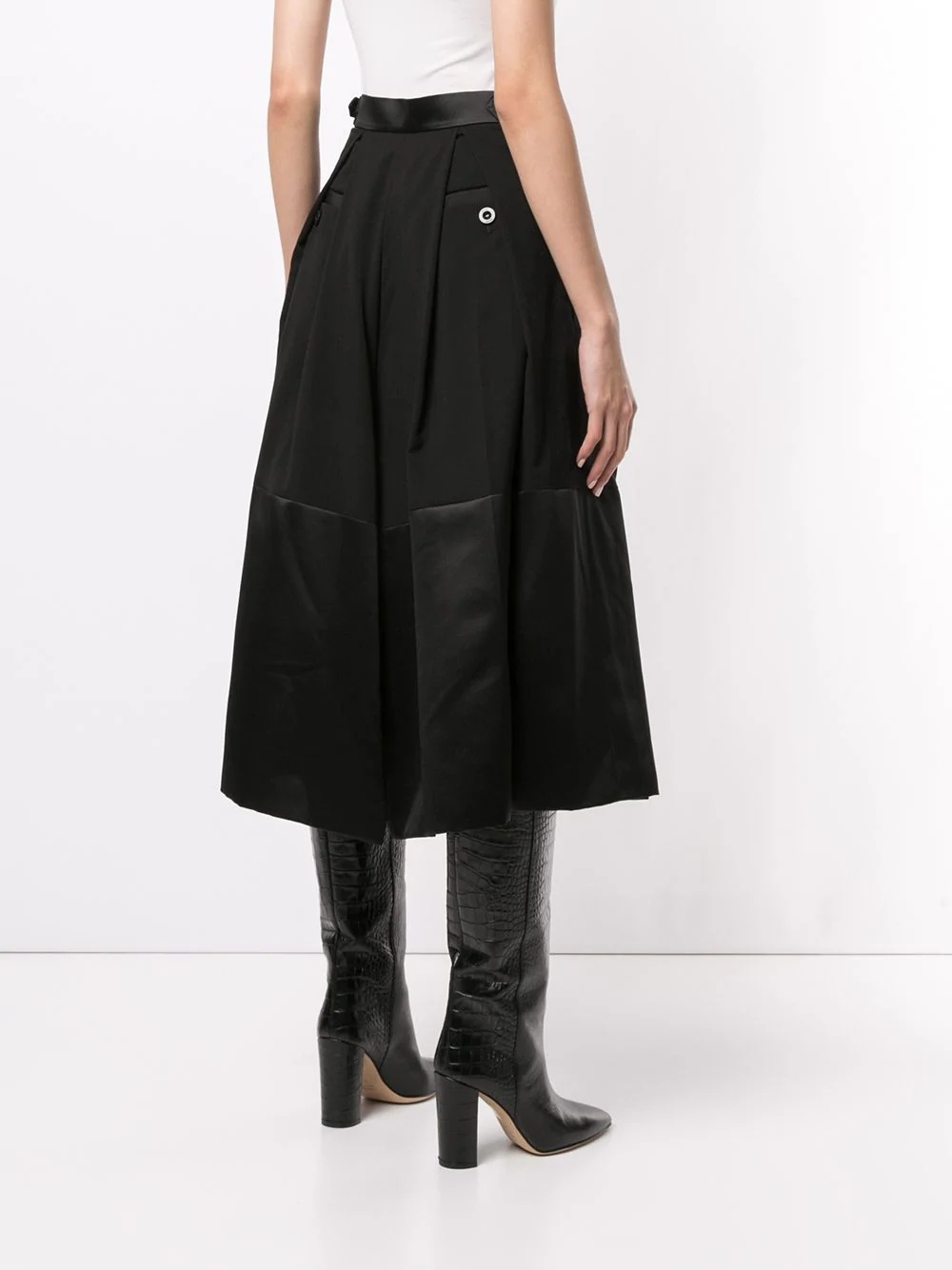 contrast-panel midi skirt - 4