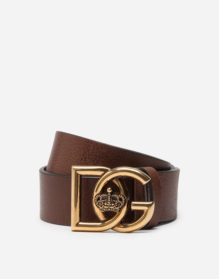 Tumbled leather belt with DG crosed logo - 1