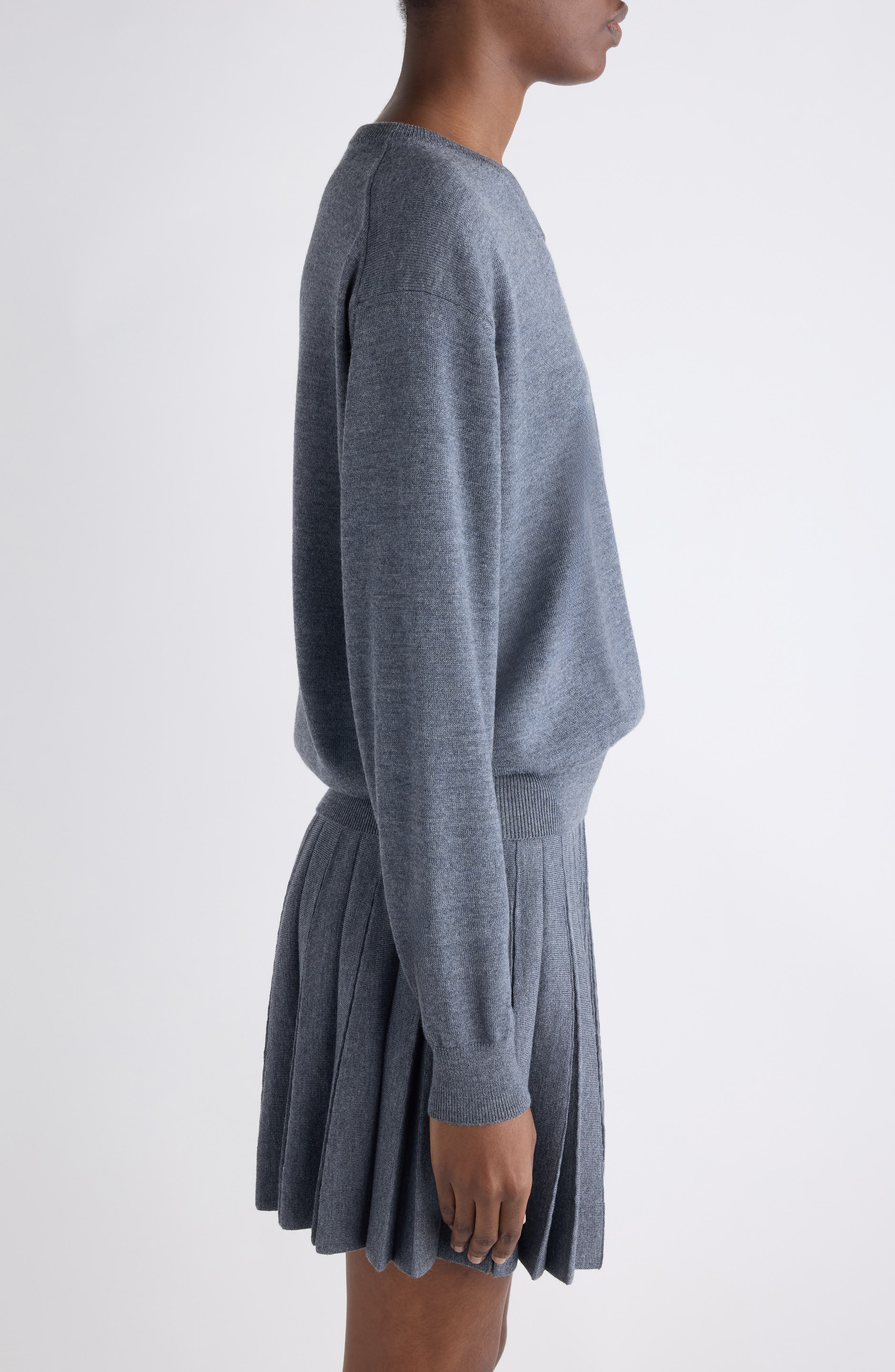 Balenciaga Wool V-Neck Sweater in 1167 Heather Grey at Nordstrom - 4