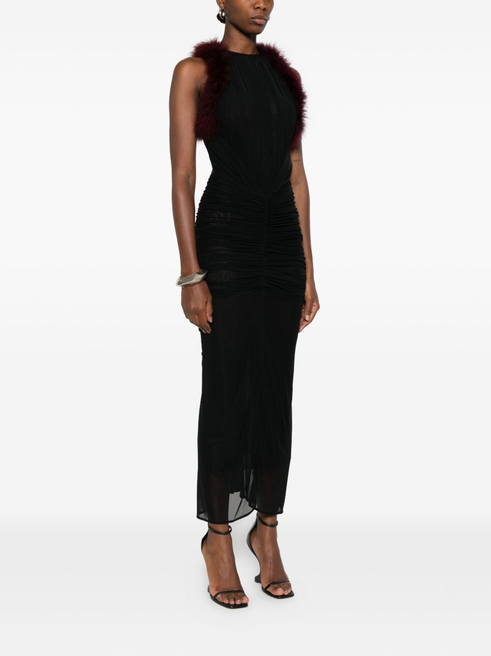 trimmed gathered dress - 3