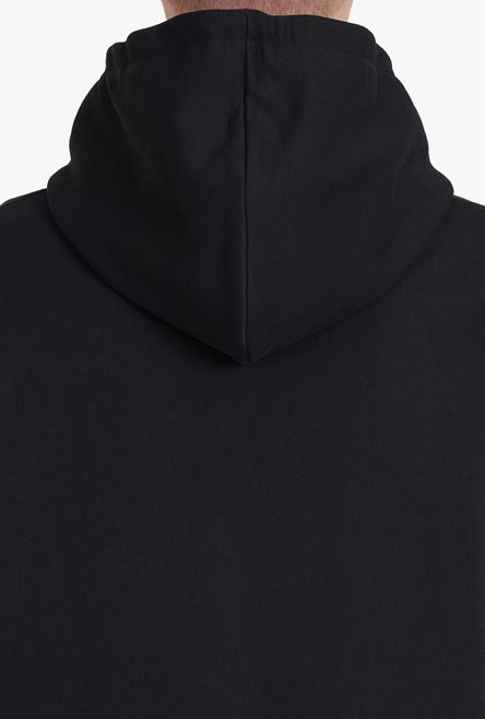 Oversized black eco-designed cotton hooded sweatshirt with white Balmain logo print - 9