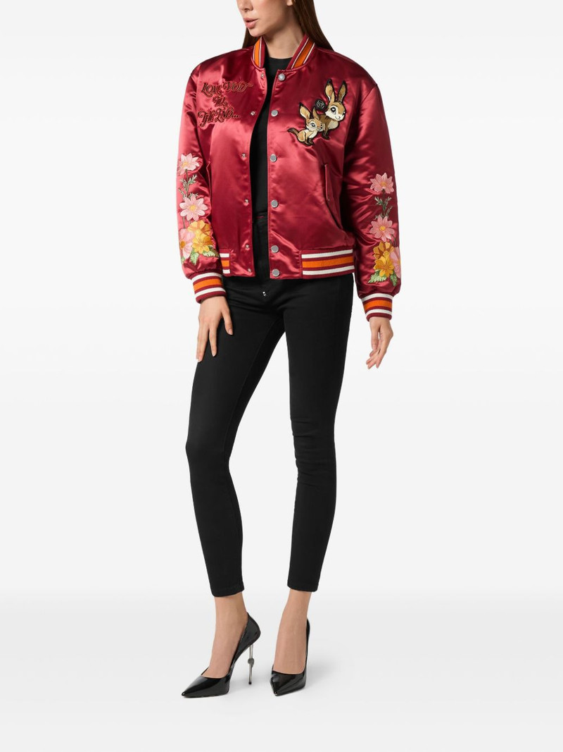 PHILIPP PLEIN embroidered satin bomber jacket outlook