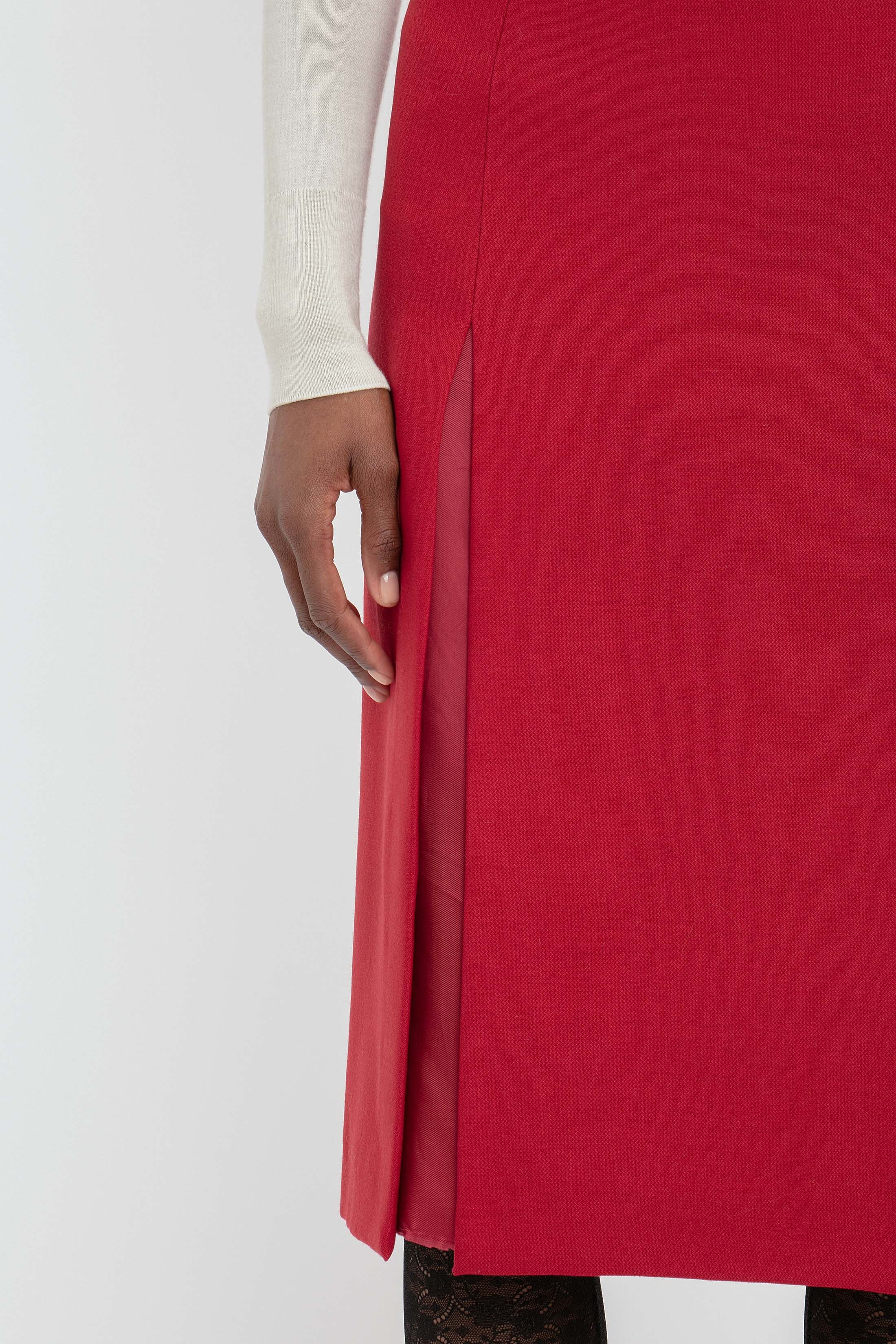 Double Layer Slit Skirt In Poppy Red - 6