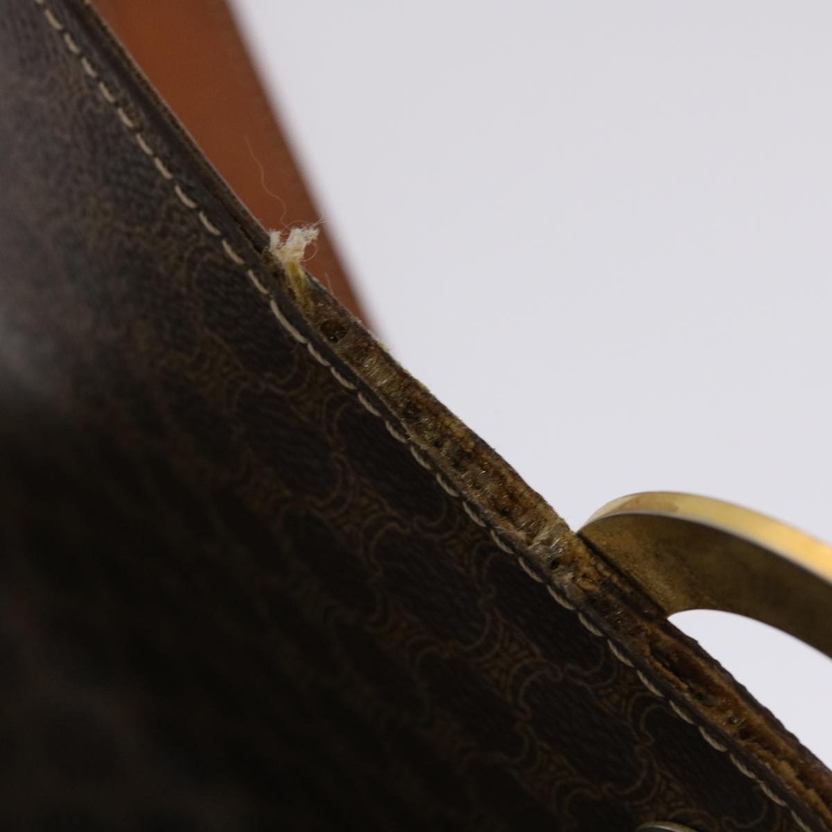 CELINE Macadam Canvas Shoulder Bag Pvc Leather Brown - 8