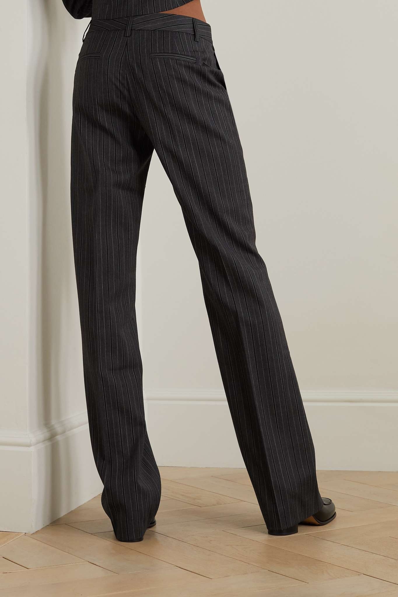 Striped wool-blend straight-leg pants - 3