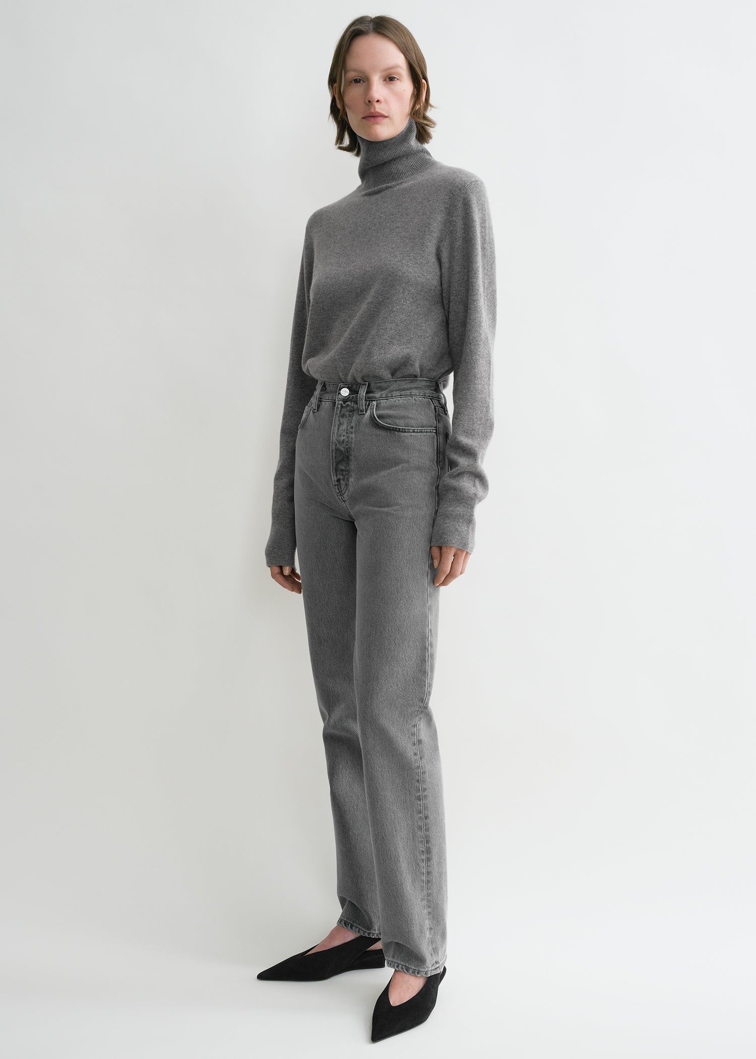 Classic cut denim full length mid grey - 3