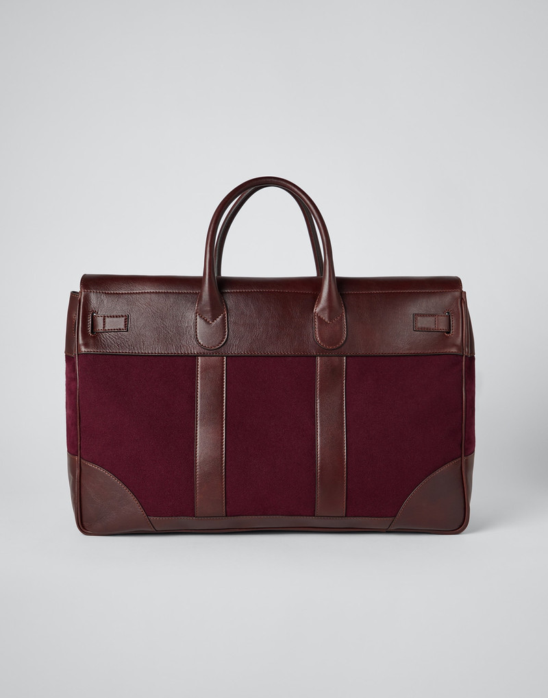 Brunello Cucinelli Burnished calfskin and techno flannel country bag outlook