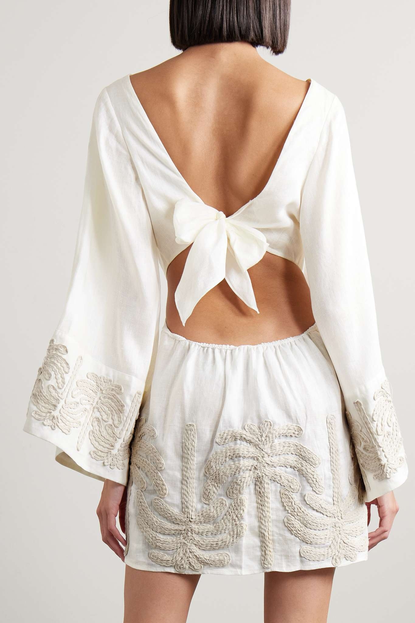 + NET SUSTAIN Shared Present embroidered linen and cotton-blend mini dress - 3