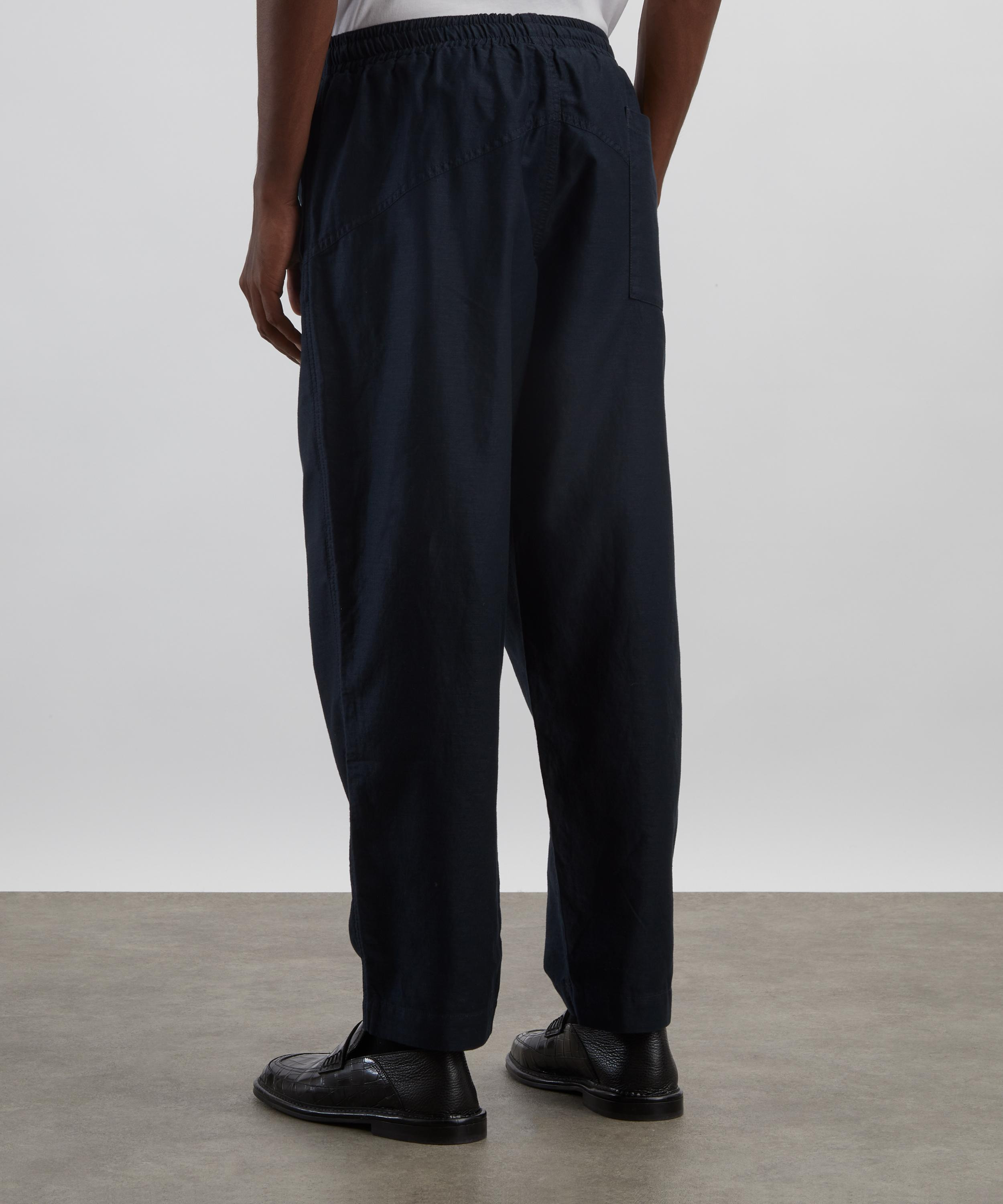 Navy Alva Cotton-Linen Moleskin Trousers - 4