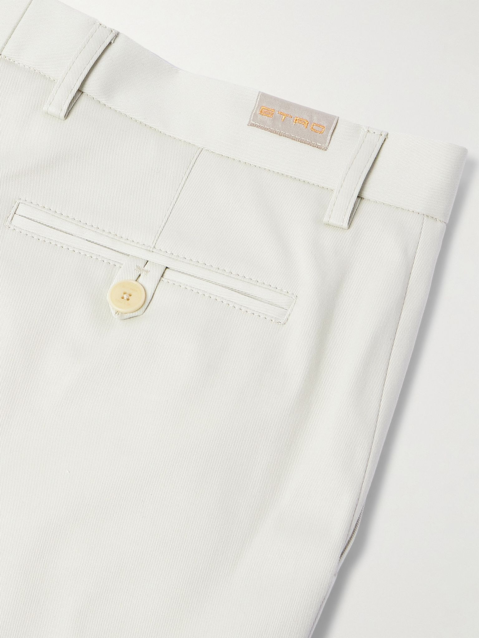 Roma Slim-Fit Straight-Leg Stretch-Cotton Twill Trousers White - 5