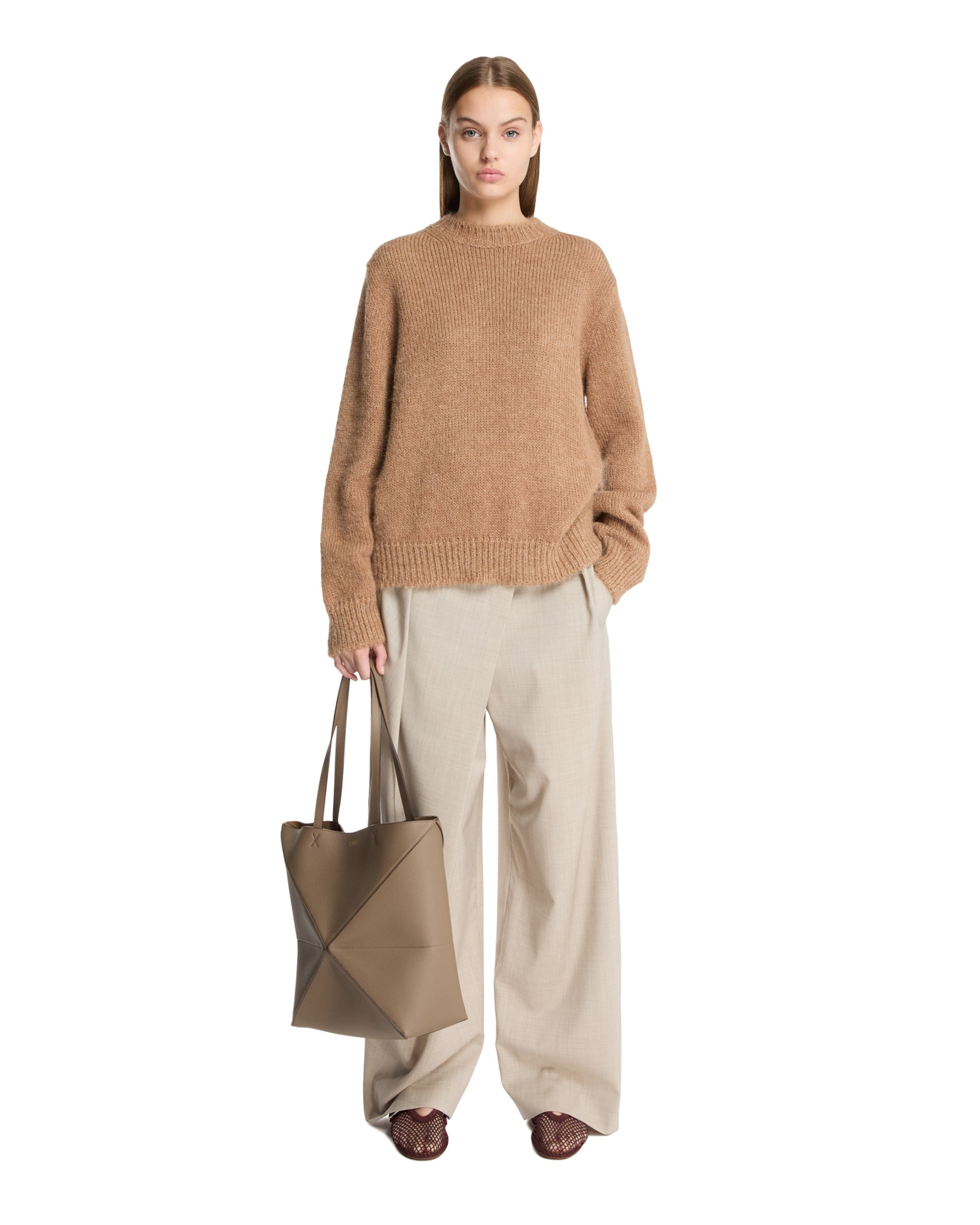 Beige Wool Wrap Pants - 2