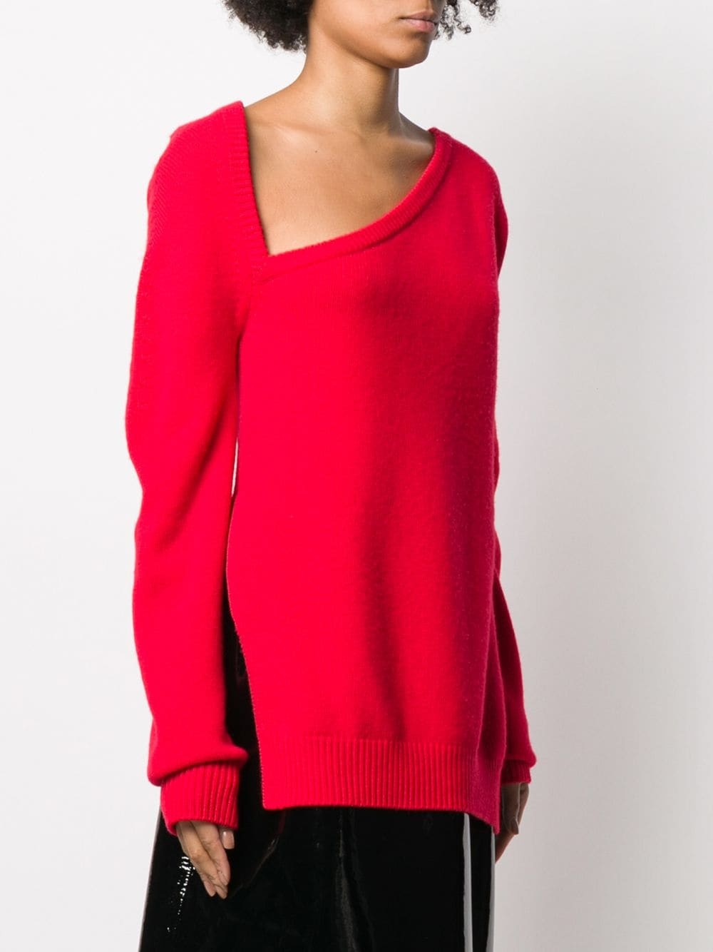 asymmetric neckline jumper - 3