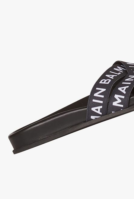 Black Union flip flops with white Balmain logo print - 6