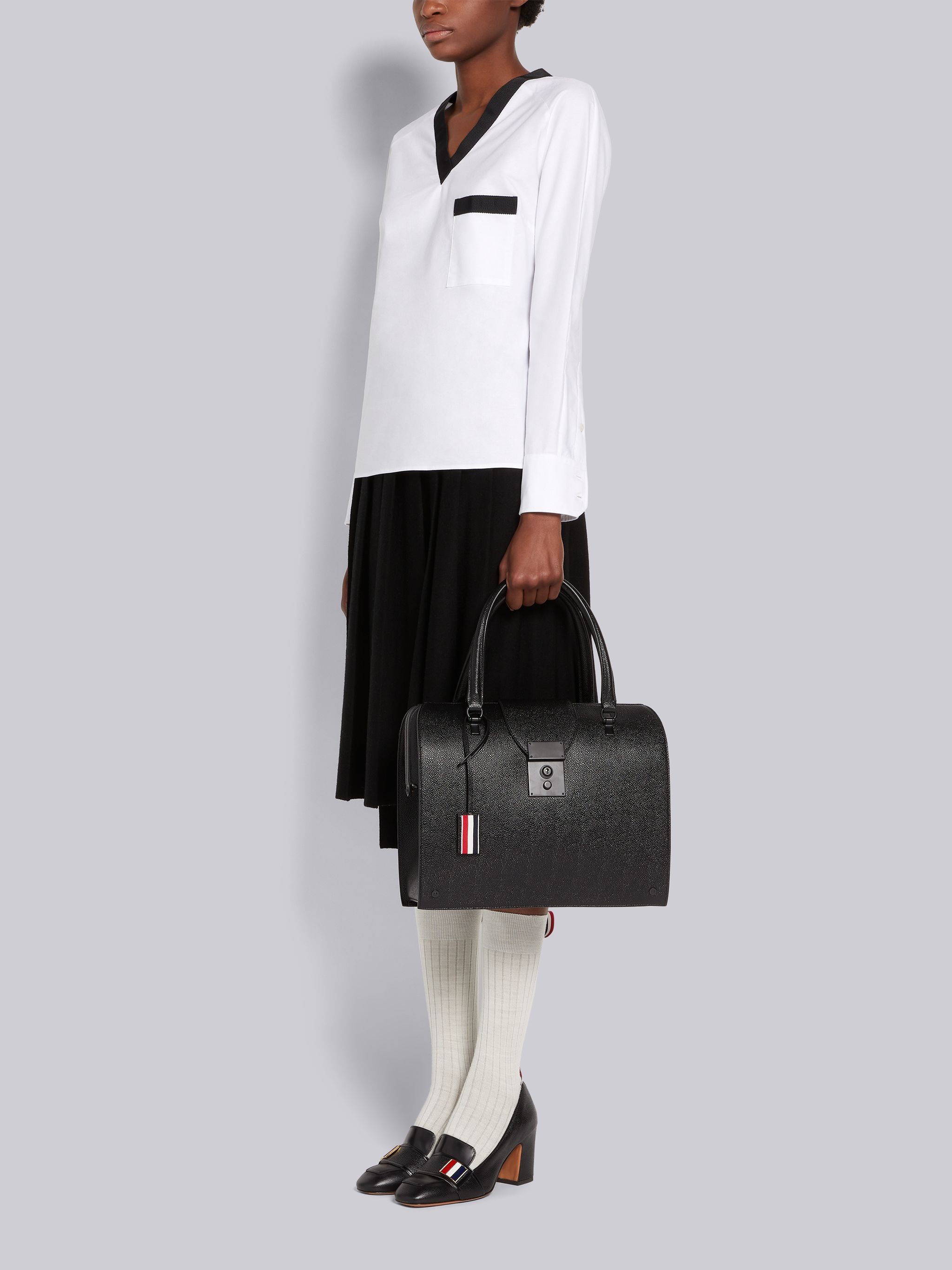 Black Pebble Grain Leather Tonal Hardware Mrs. Thom Bag - 6