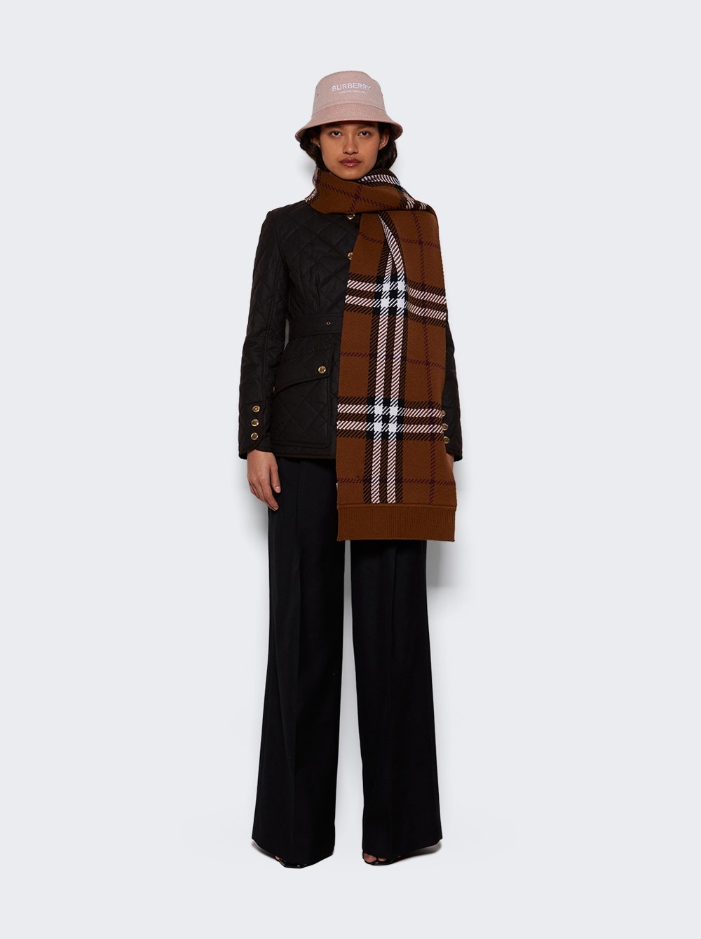 Double Pleat Wide Leg Wool Trousers Black - 2