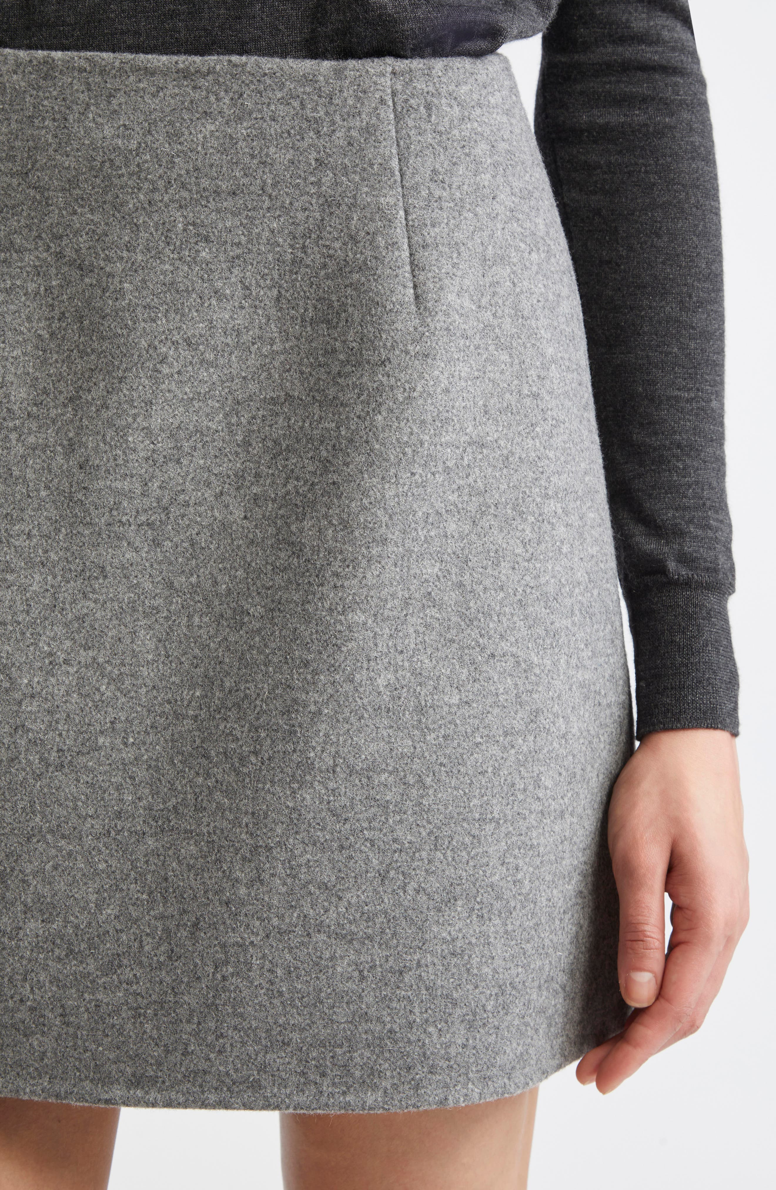 Carolina Herrera Virgin Wool Miniskirt in Melange Grey at Nordstrom - 4