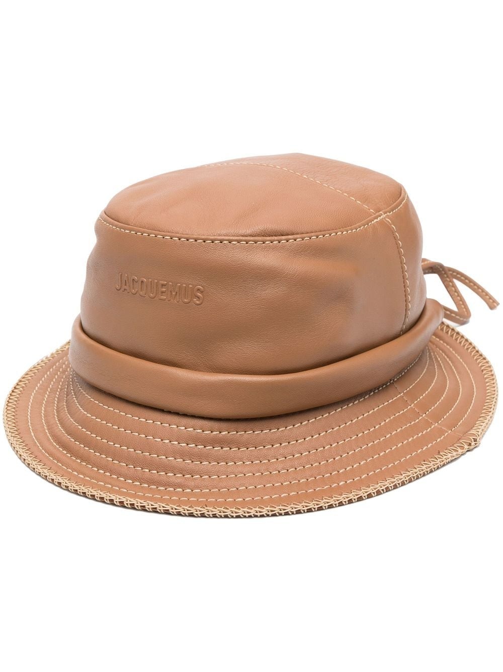 tie-fastening detail leather buckethat - 1