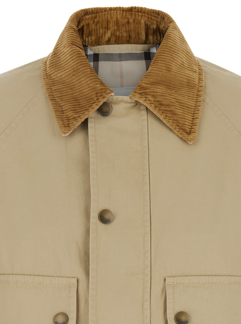 Burberry Women Beige Cropped Jacket With Corduroy Collar In Cotton Woman - 3