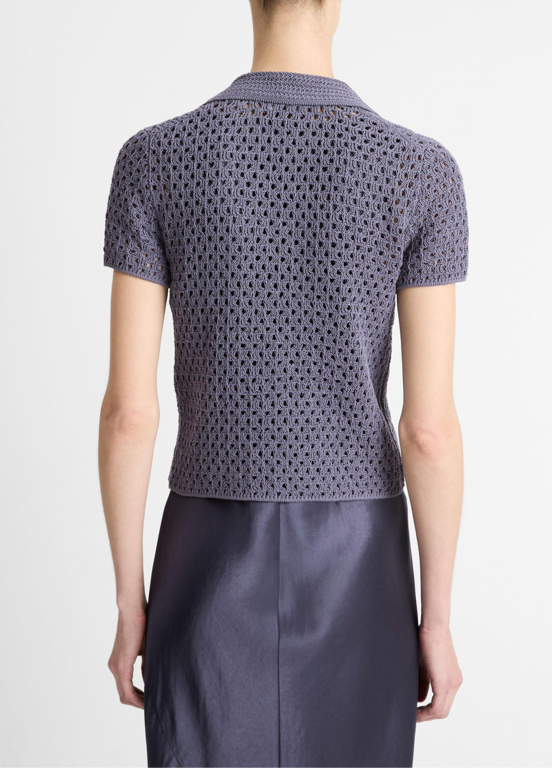 Vince Macramé Cotton Polo Sweater outlook