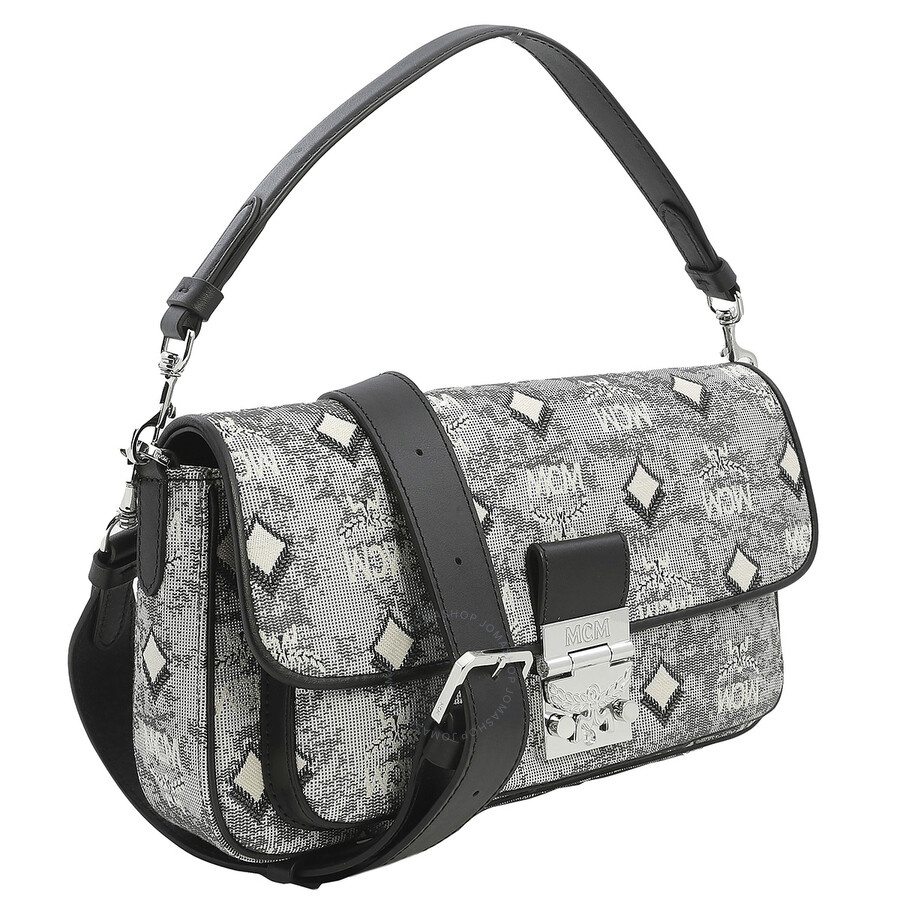 MCM Ladies Grey Crossbody Bag in Vintage Jacquard Monogram - 5