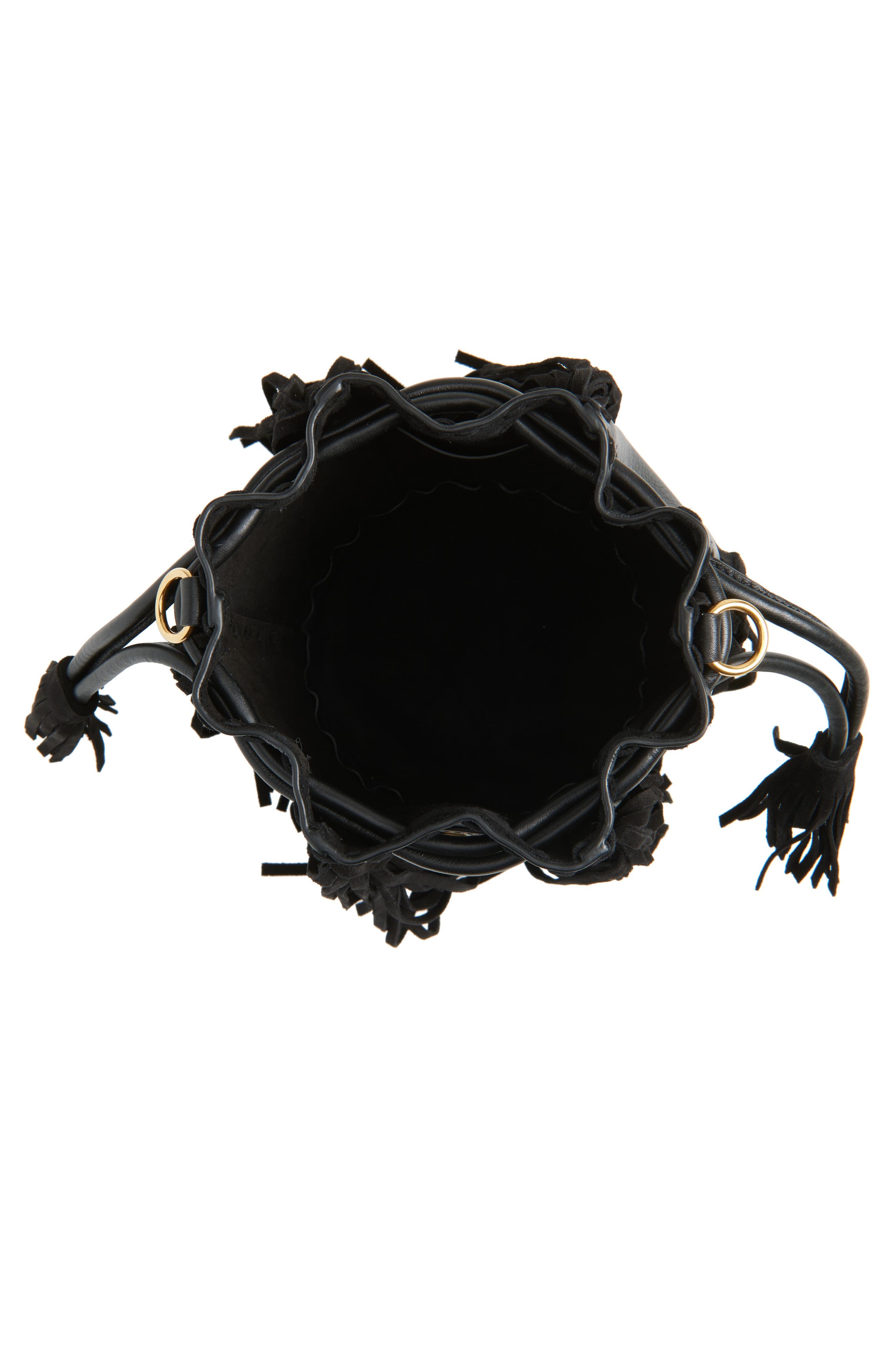 Valentino Garavani Small Nellcôte Fringed Leather Bucket Bag in Black at Nordstrom - 5