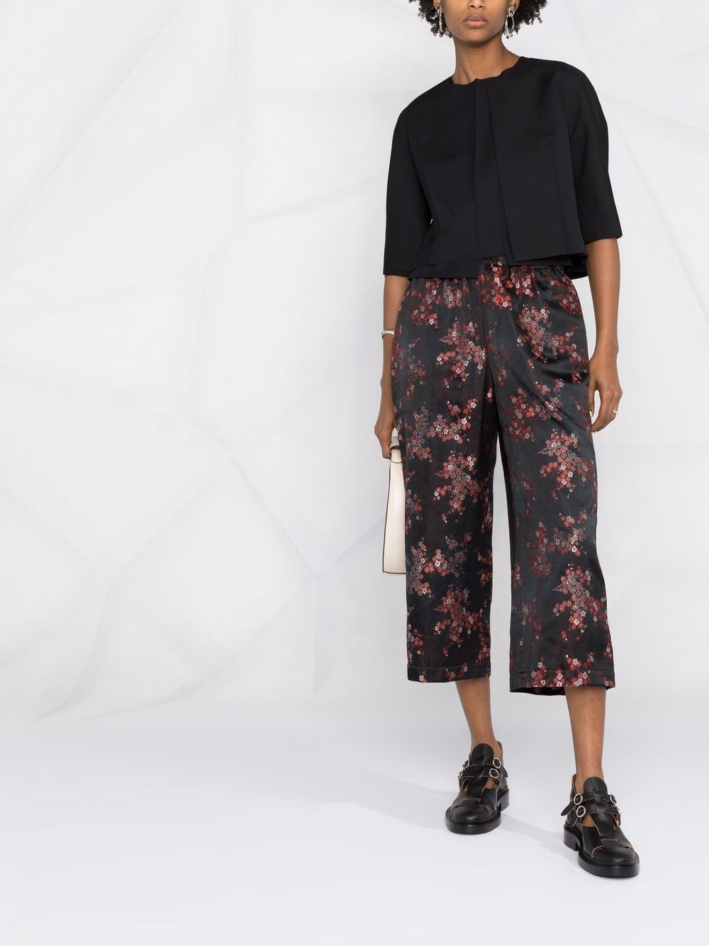 floral-print cropped trousers - 2