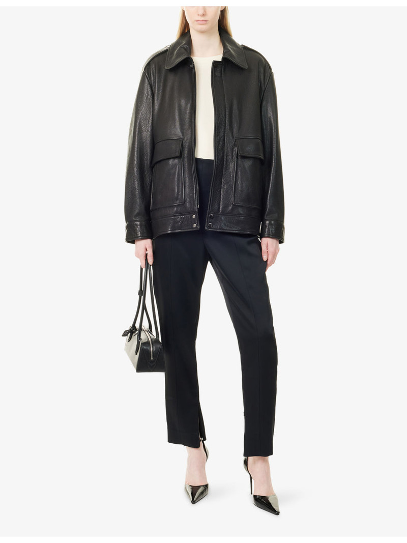 NOUR HAMMOUR Drey Oversized Leather Jacket outlook