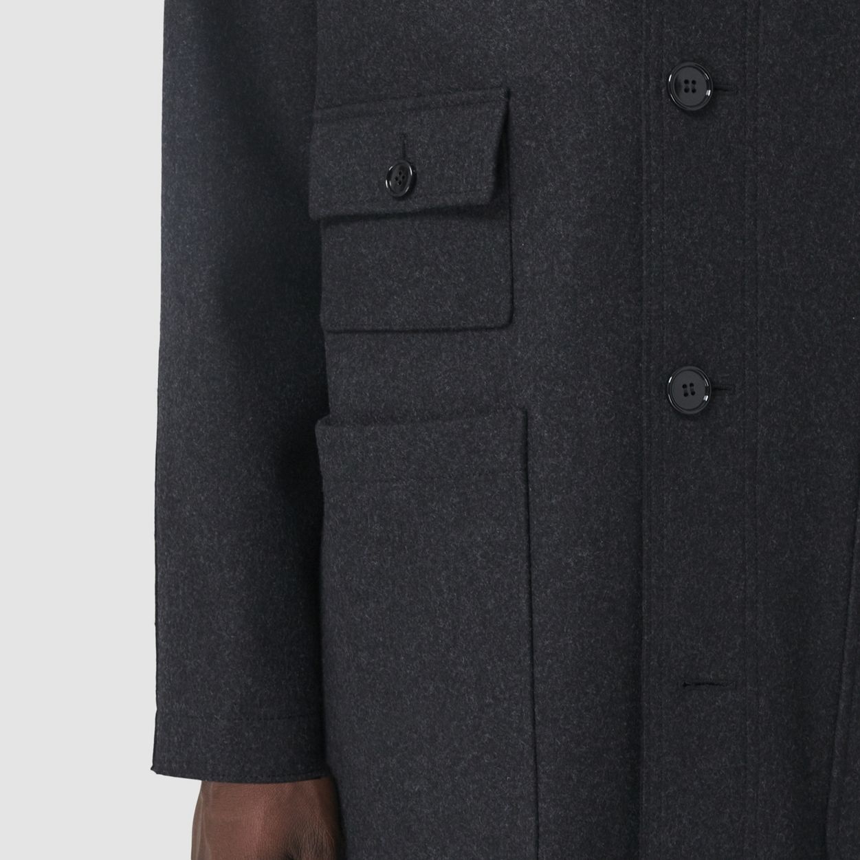 Pocket Detail Wool Lab Coat - 5