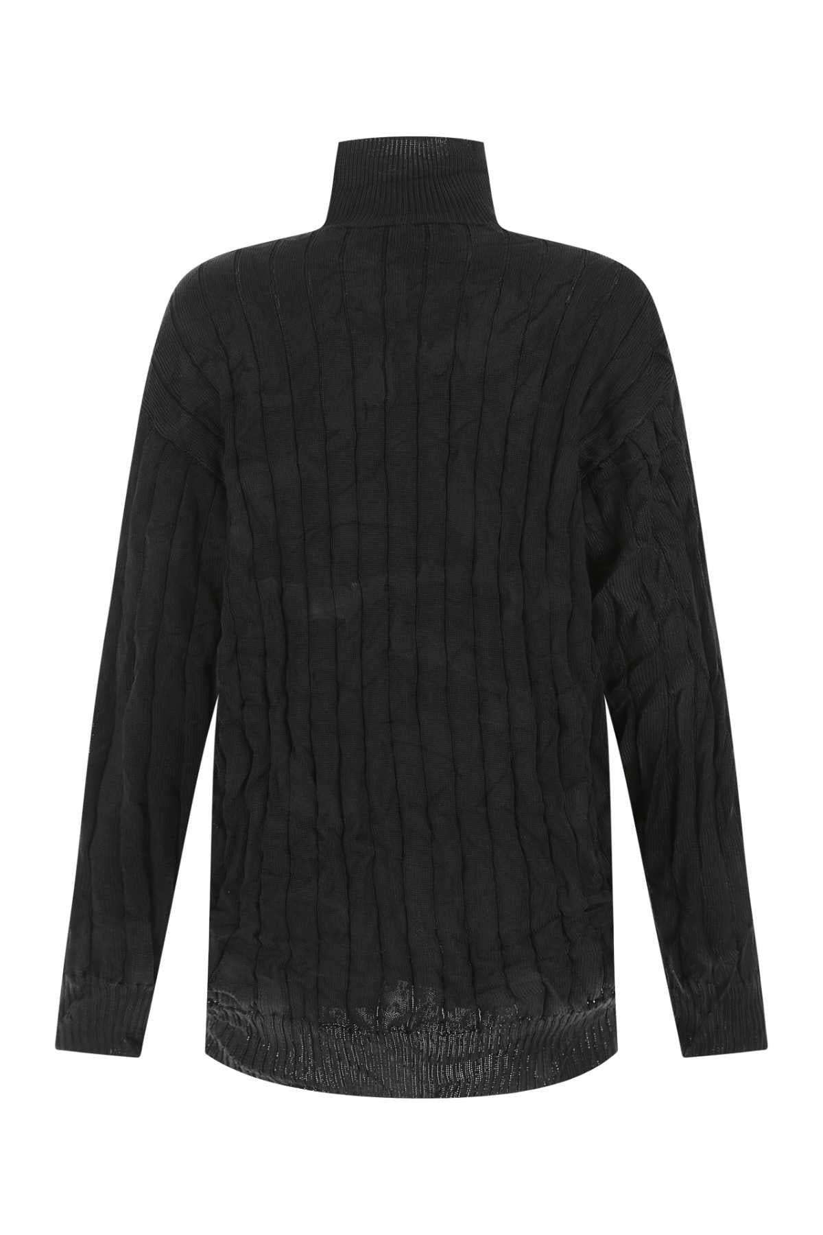 Balenciaga Women Black Silk Blend Oversize Sweater - 2