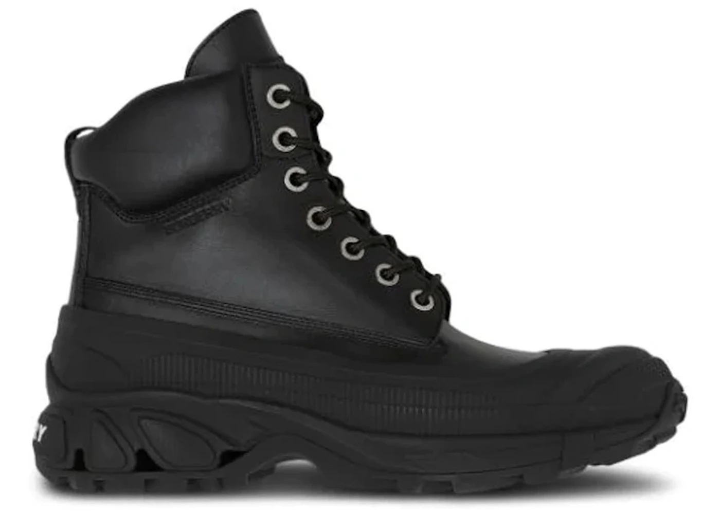 Burberry Chunky Lace Up Leather Boots Black - 1
