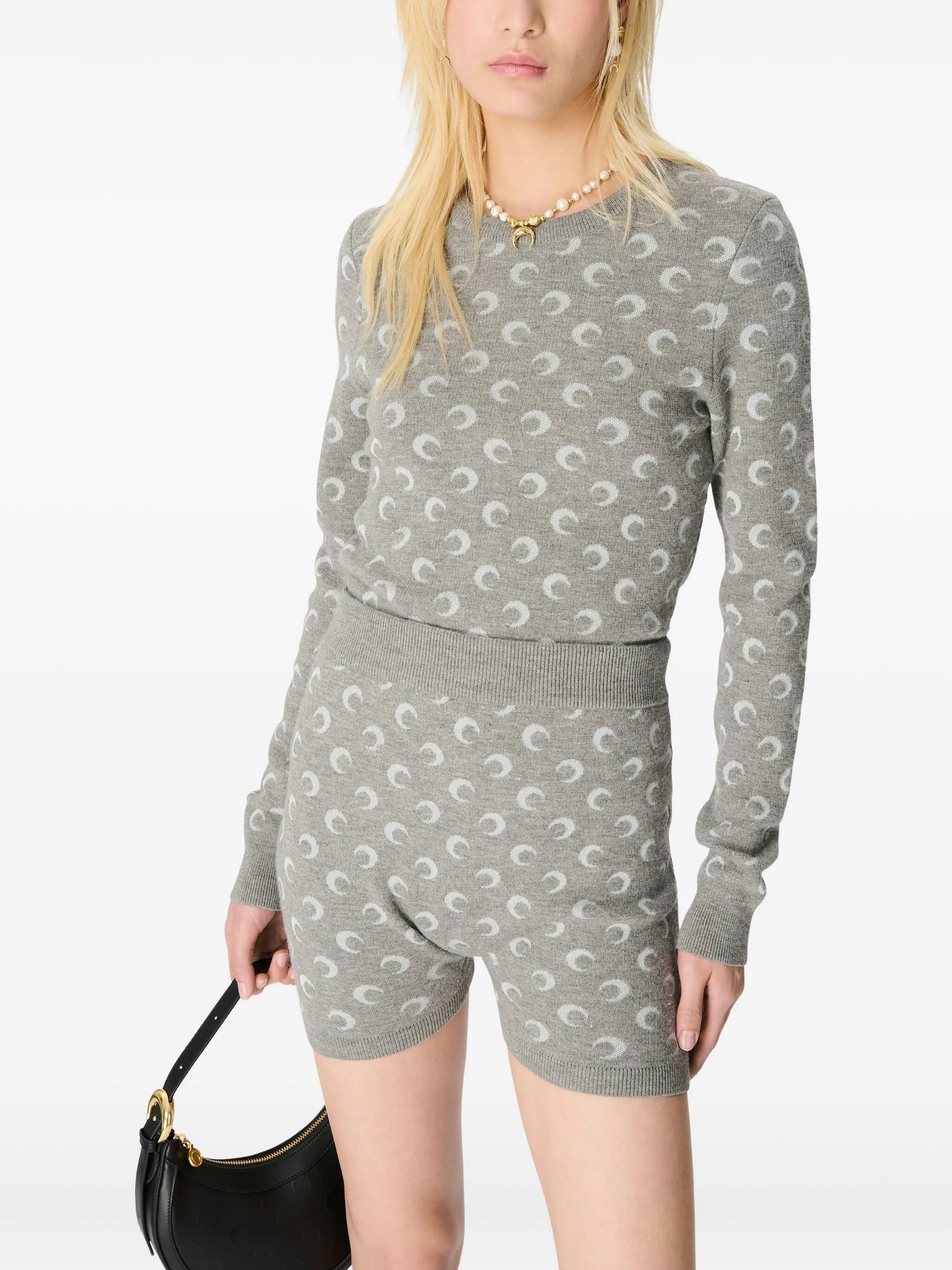 Marine Serre Moon-jacquard Crew-neck Sweater - 3