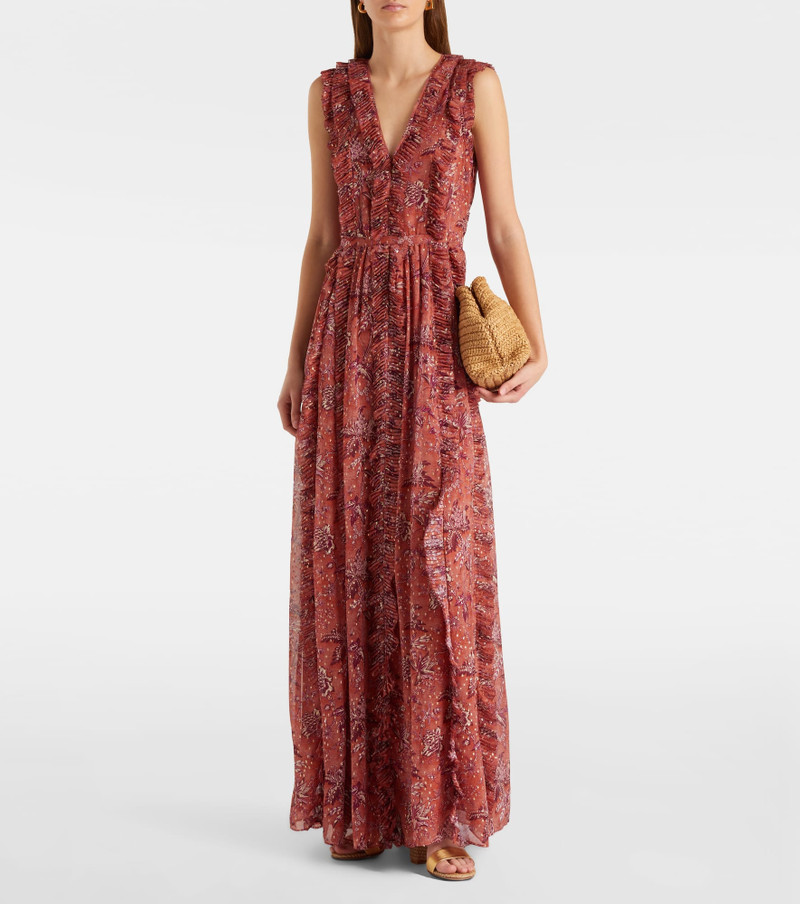 ULLA JOHNSON Aida ruffled silk-blend chiffon maxi dress outlook