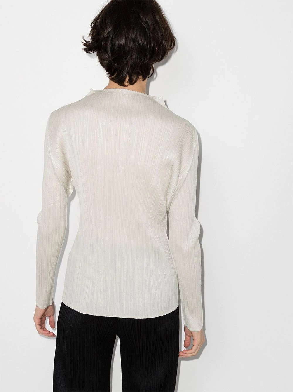 long sleeve plissé top - 3