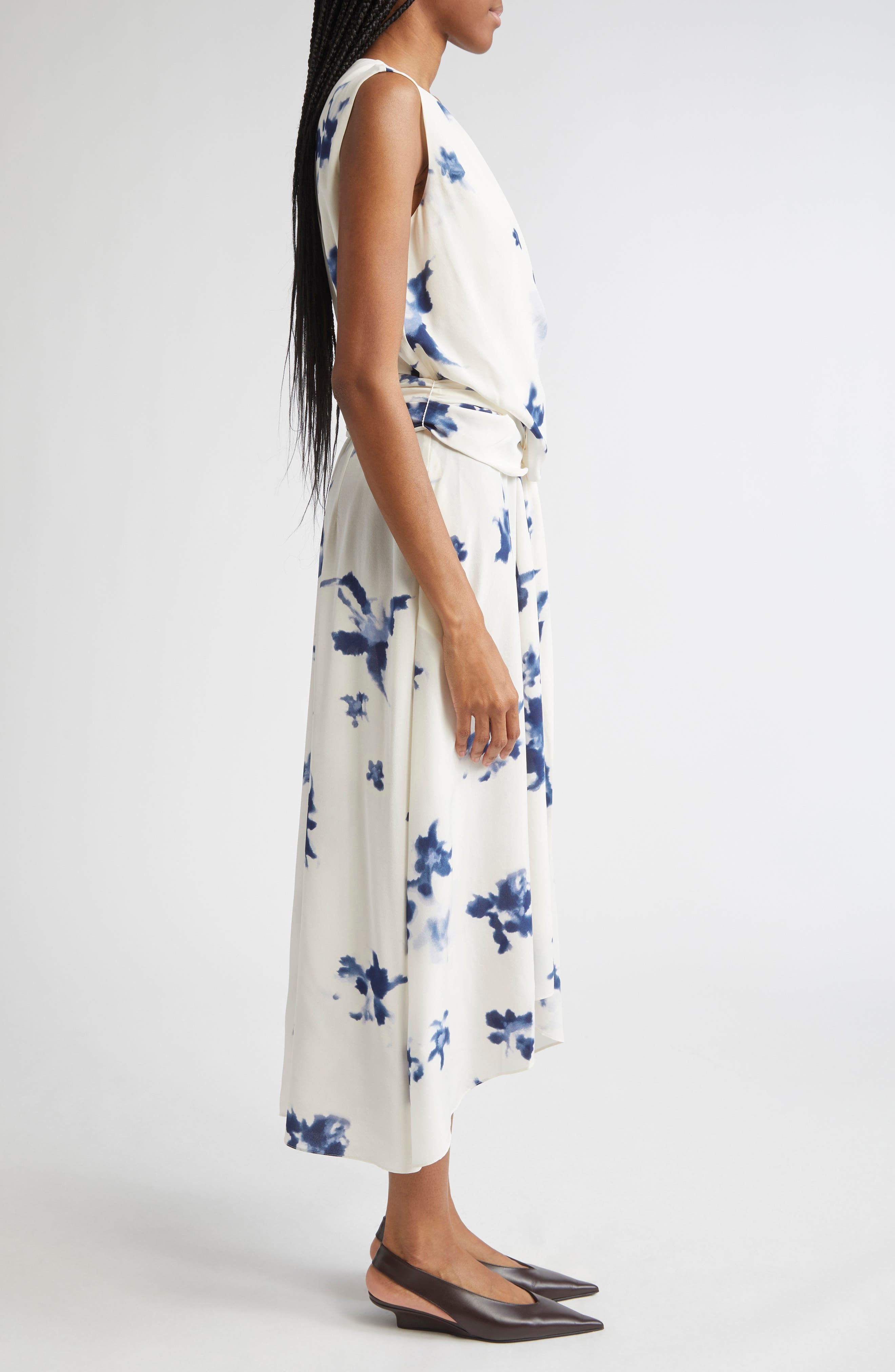 Altuzarra Penny Floral Print Silk High-Low Maxi Dress in Berry Blue Flowers at Nordstrom - 3
