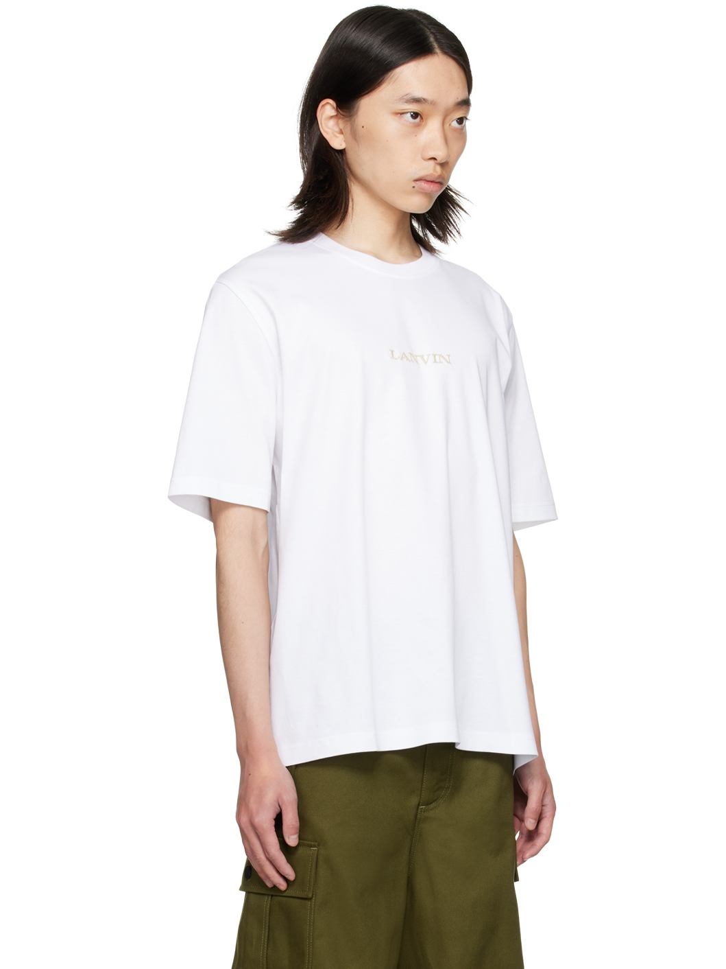 White 'Lanvin' Embroidered Classic T-Shirt - 2