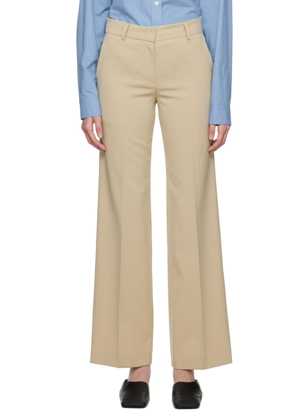 Beige Creased Trousers - 1