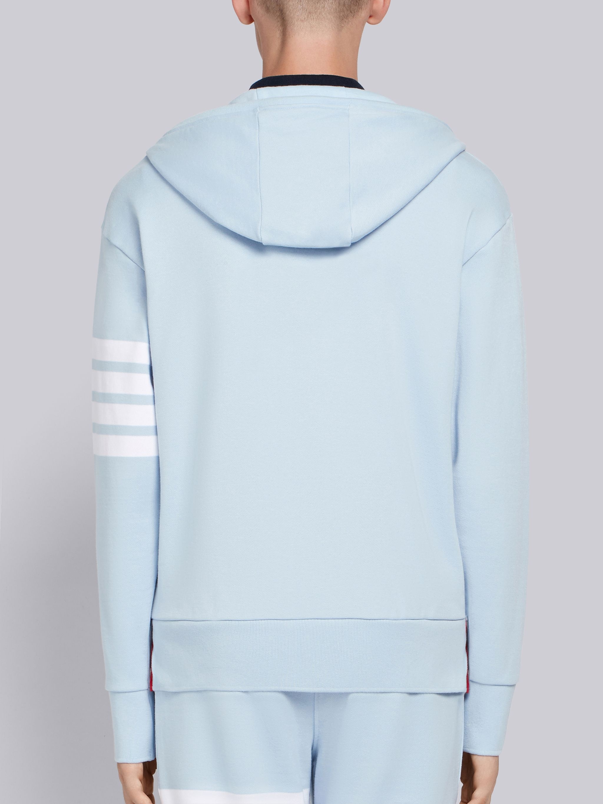 Light Blue Classic Loopback Jersey 4-Bar Zip-up Hoodie - 3