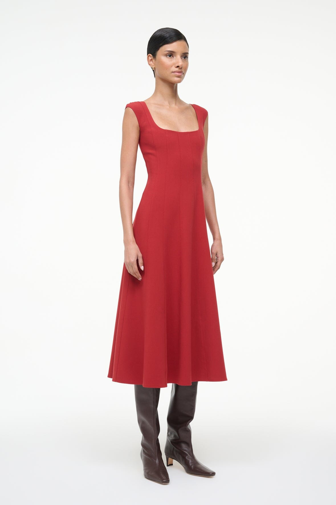 STAUD CHARLOTTE DRESS ROUGE - 7