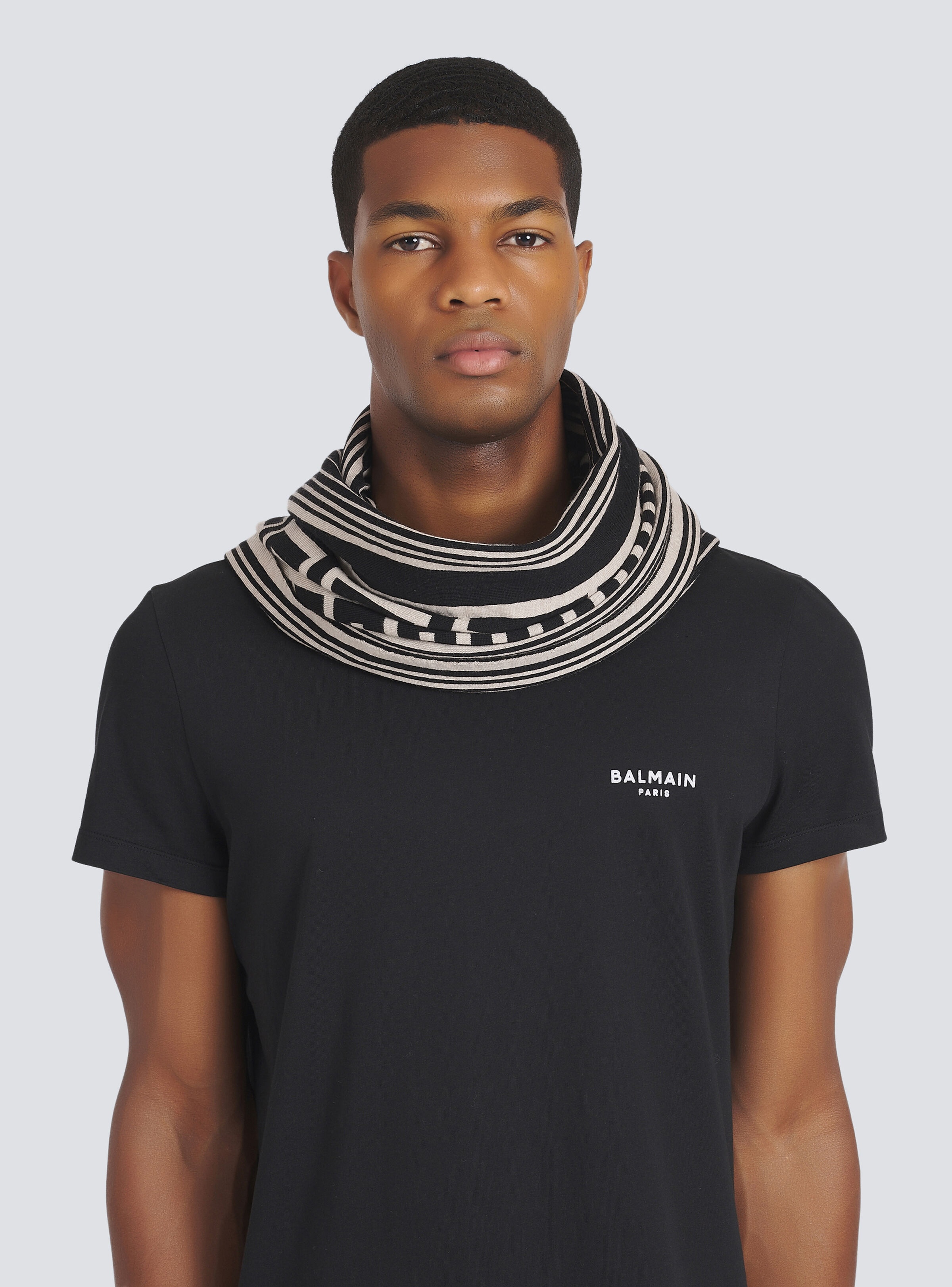 Wool scarf with Balmain monogram pattern - 4
