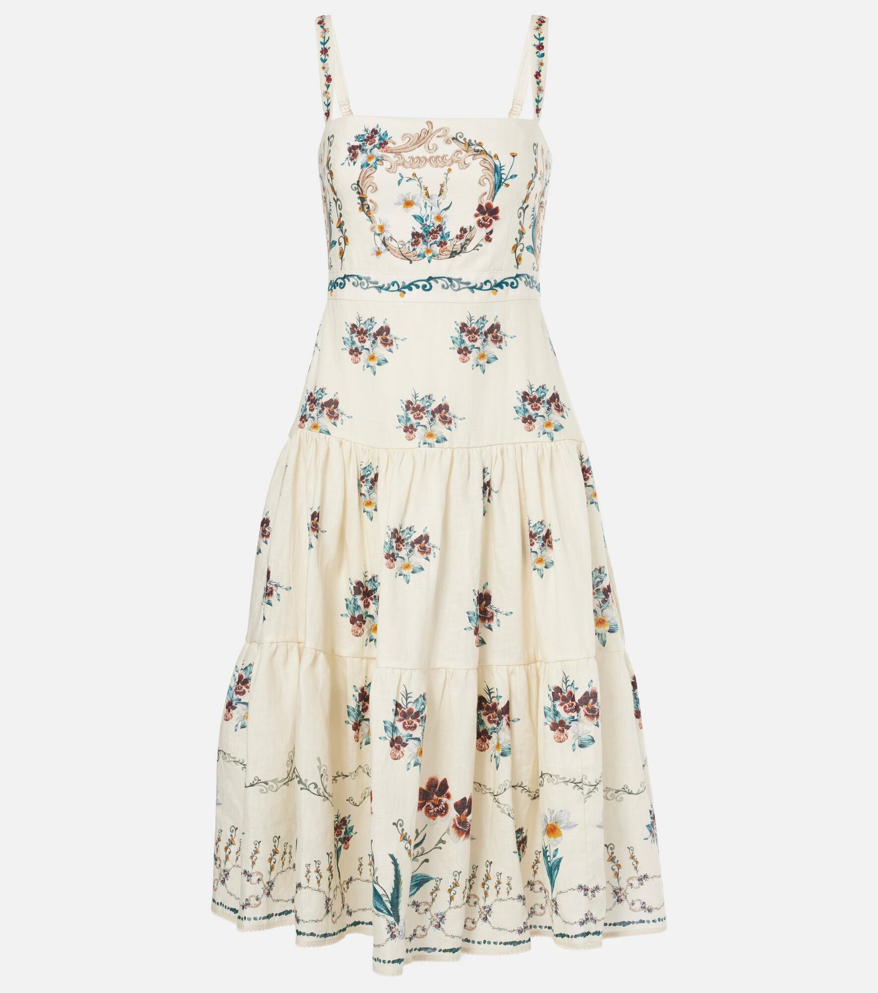 Lima Florero embroidered linen midi dress - 1