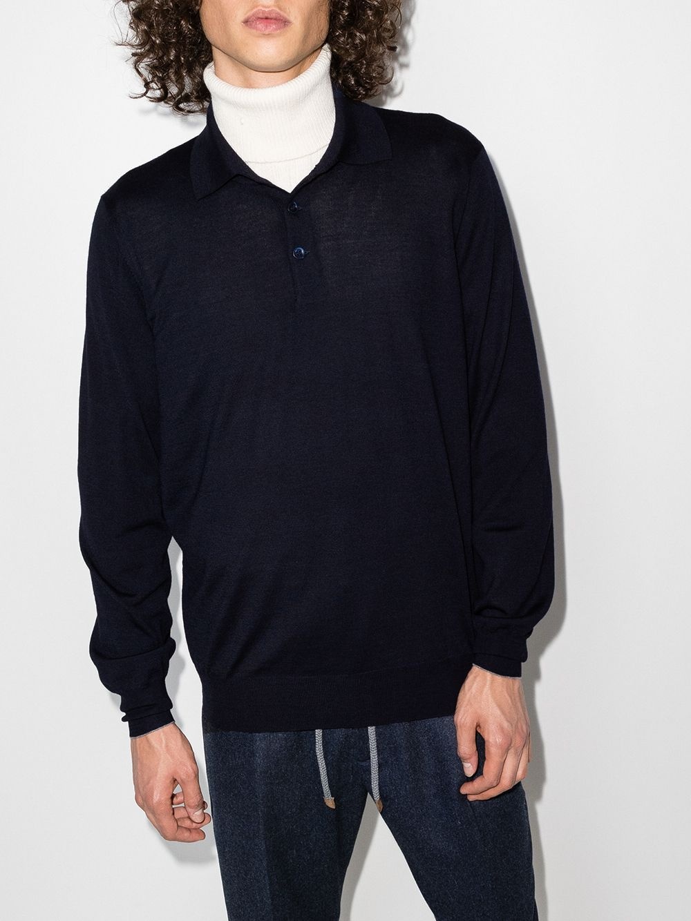 knitted long-sleeve polo shirt - 2