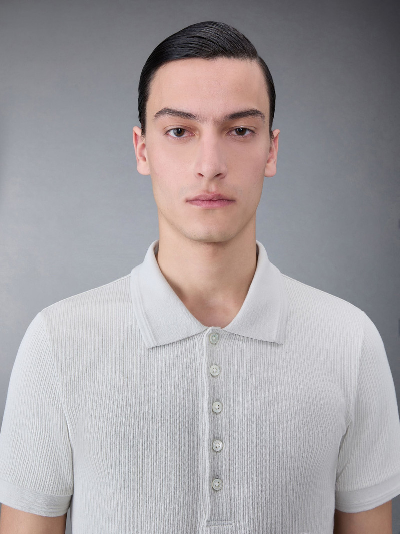 Thermal Rib Ottoman Stripe Short Sleeve Polo 4