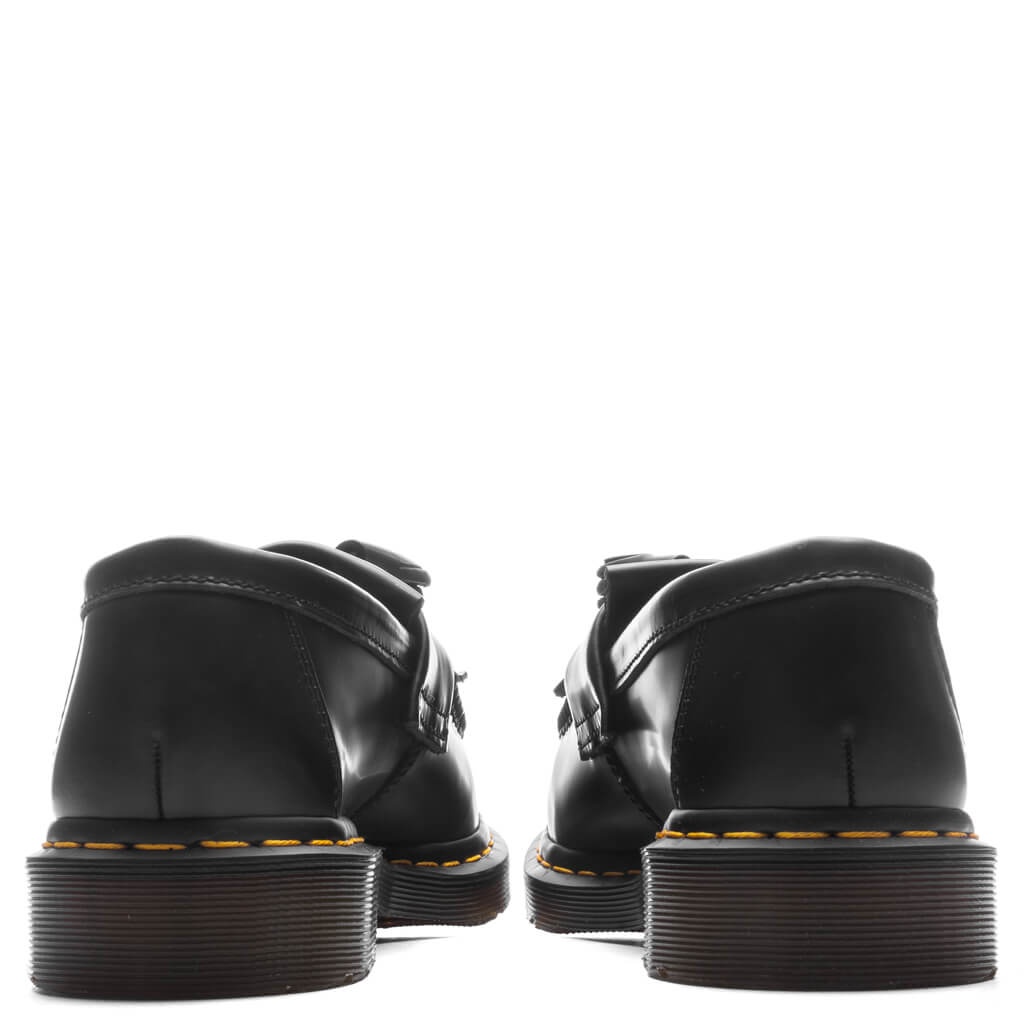 ADRIAN YELLOW STITCH LEATHER TASSEL LOAFERS - BLACK SMOOTH - 4