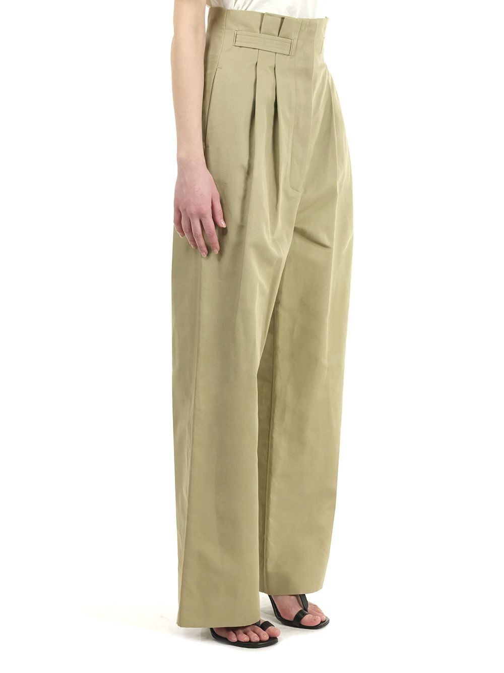 Linen Wide Leg Trousers Beige - 4
