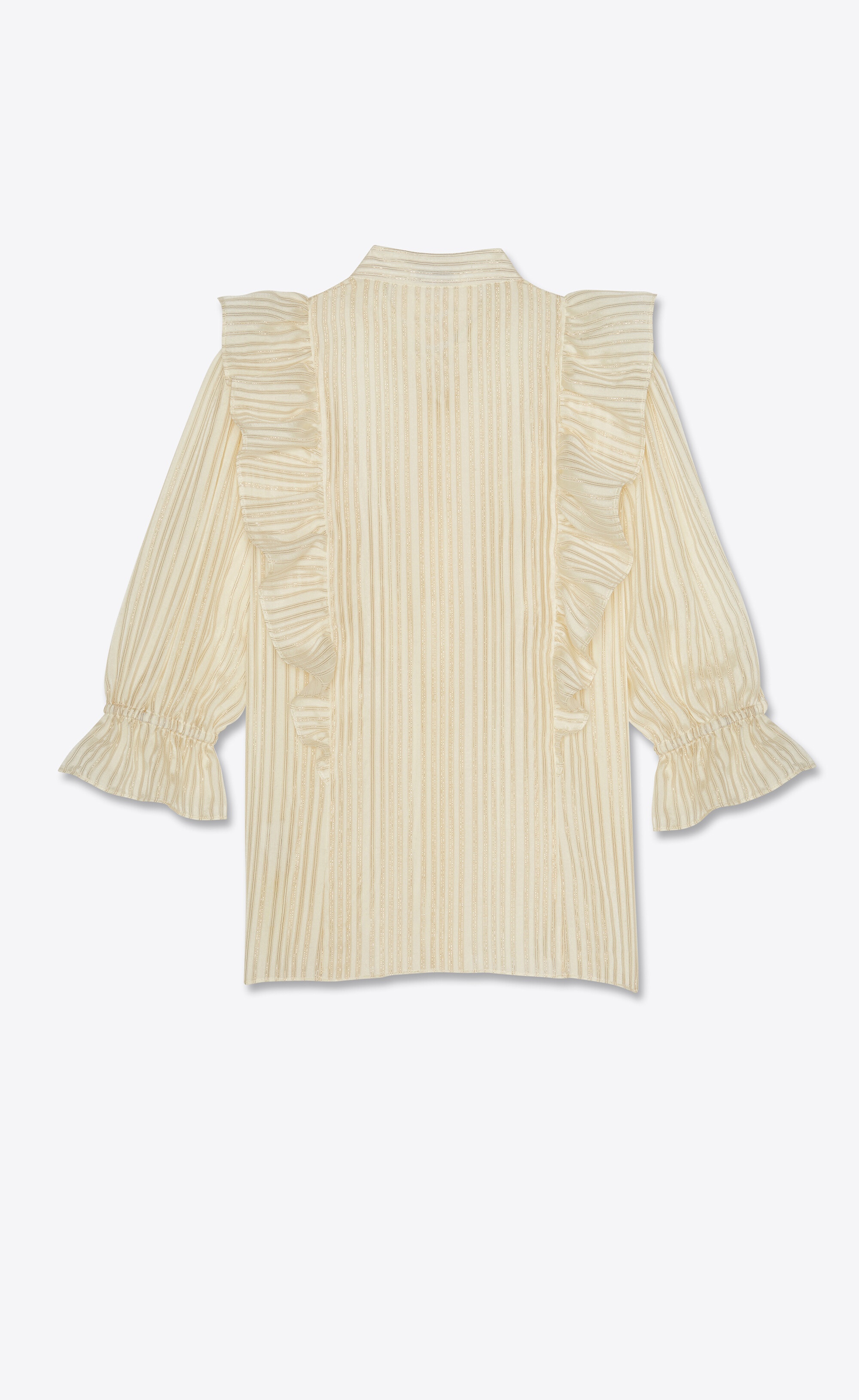 frilled blouse in lamé striped silk - 2